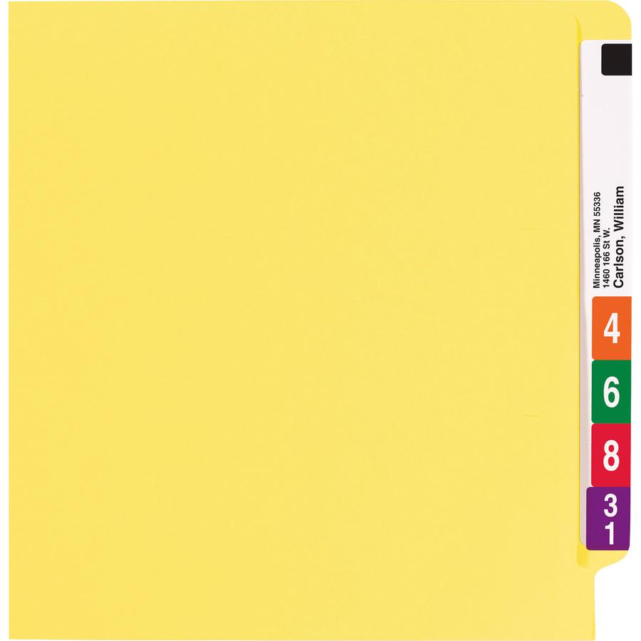 Smead Colored Straight Tab Cut Letter Recycled Fastener Folder - 8 1/2" x 11" - 3/4" Expansion - 2 x 2B Fastener(s) - 2" Fastener Capacity for Folder - End Tab Location - Yellow - 10% Recycled - 50 / . Picture 13