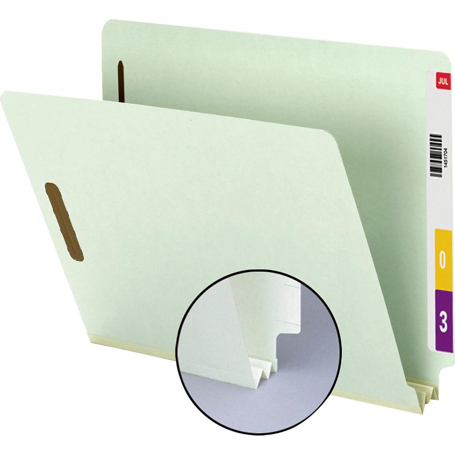 Smead Letter Recycled Fastener Folder - 8 1/2" x 11" - 2" Expansion - 2 x 2S Fastener(s) - 2" Fastener Capacity for Folder - End Tab Location - Pressboard - Gray, Green - 60% Recycled - 25 / Box. Picture 6