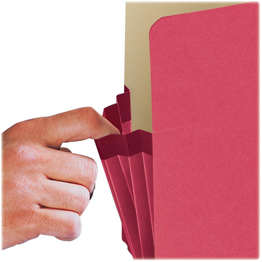 Smead TUFF Pocket Straight Tab Cut Letter Recycled File Pocket - 8 1/2" x 11" - 1 3/4" Expansion - Top Tab Location - Red - 10% Recycled - 1 Each. Picture 2