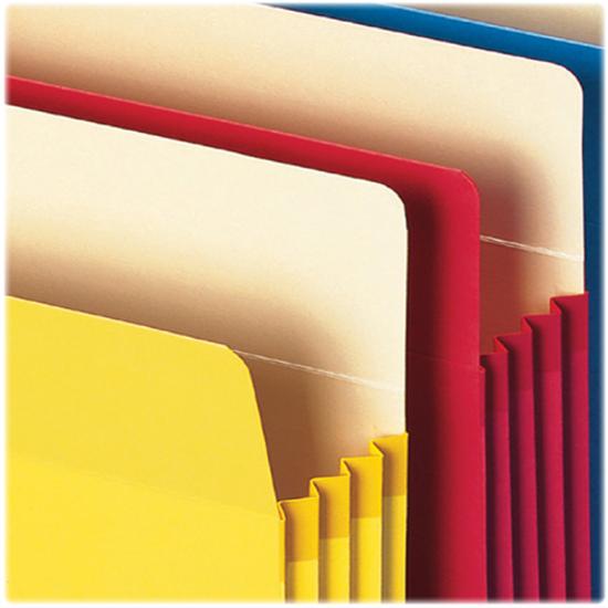 Smead Straight Tab Cut Letter Recycled File Pocket - 8 1/2" x 11" - 800 Sheet Capacity - 3 1/2" Expansion - Card Stock - Yellow, Green, Red, Blue, Redrope - 10% Recycled - 5 / Pack. Picture 6