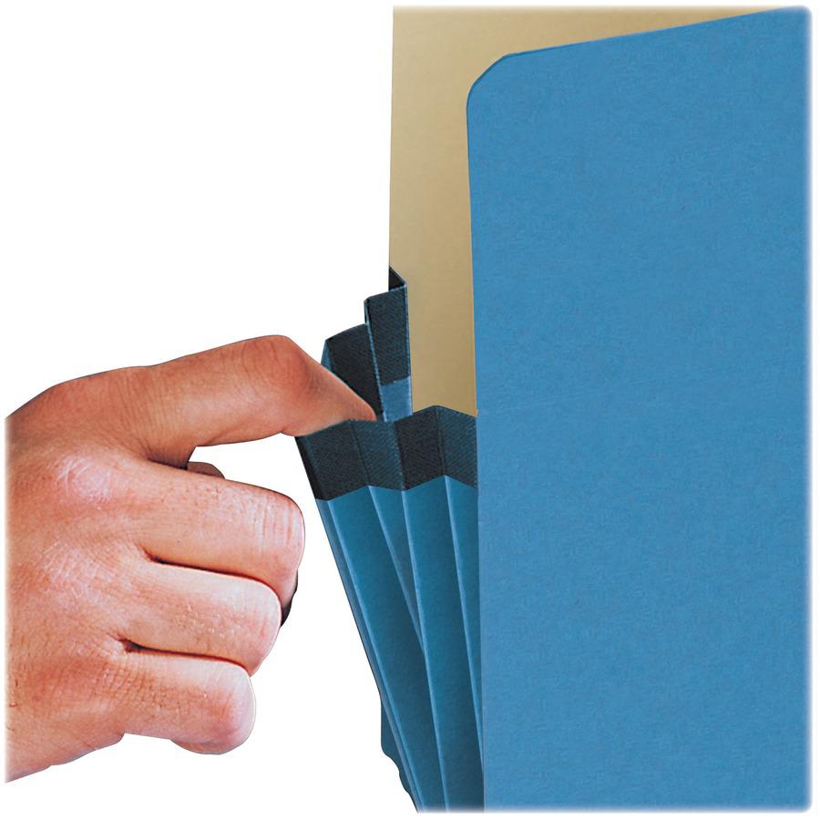 Smead Colored File Pockets - Legal - 8 1/2" x 14" Sheet Size - 5 1/4" Expansion - Top Tab Location - 9 pt. Folder Thickness - Blue - Recycled - 1 Each"". Picture 3