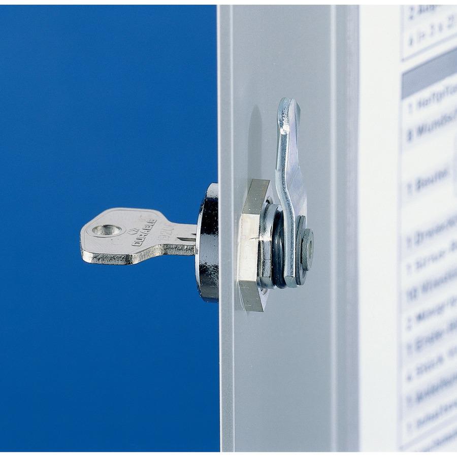 DURABLE&reg; Brushed Aluminum Keyed Lock 36-Key Cabinet - 11-9/10" W x 11" H x 4-4/5" D - Key Locking Door - Aluminum. Picture 5