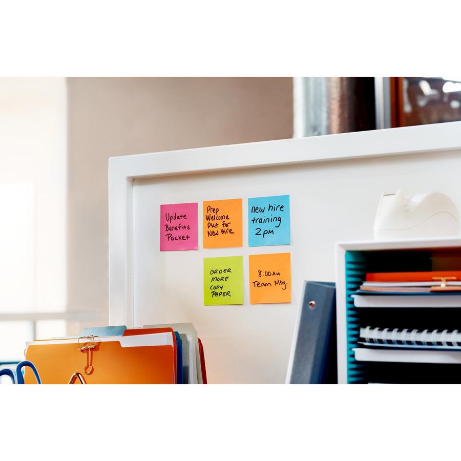 Post-it&reg; Super Sticky Dispenser Notes - Energy Boost Color Collection - 540 - 3" x 3" - Square - 90 Sheets per Pad - Unruled - Vital Orange, Tropical Pink, Sunnyside - Paper - Self-adhesive, Repos. Picture 8