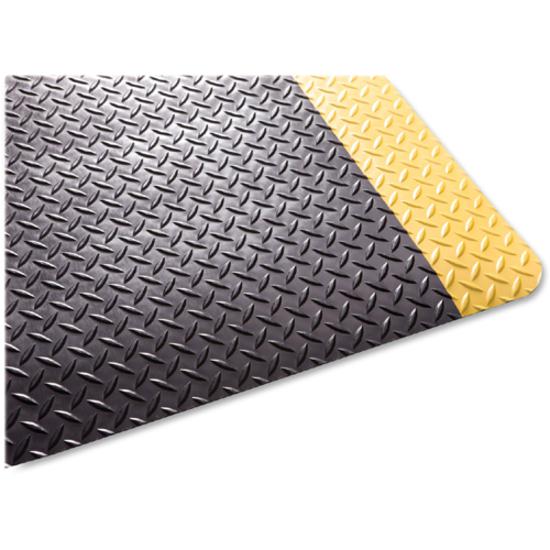 Industrial Deck Plate Anti-Fatigue Mat, Vinyl, 36 x 60, Black/Yellow Border  - Supply Solutions