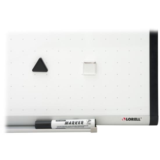 Lorell Signature Series Magnetic Dry-erase Markerboard - 48" (4 ft) Width x 36" (3 ft) Height - Porcelain Surface - Silver, Ebony Frame - Magnetic - Grid Pattern - 1 Each. Picture 3
