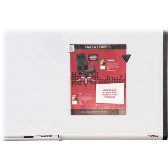 Lorell Signature Series Magnetic Dry-erase Markerboard - 72" (6 ft) Width x 48" (4 ft) Height - Coated Steel Surface - Silver, Ebony Frame - Magnetic - 1 Each. Picture 4