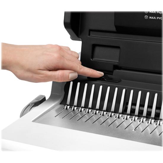 Fellowes Pulsar&trade; E 300 Electric Comb Binding Machine w/Starter Kit - CombBind - 300 Sheet(s) Bind - 20 Punch - 5.1" x 16.9" x 15.4" - White, Black. Picture 12