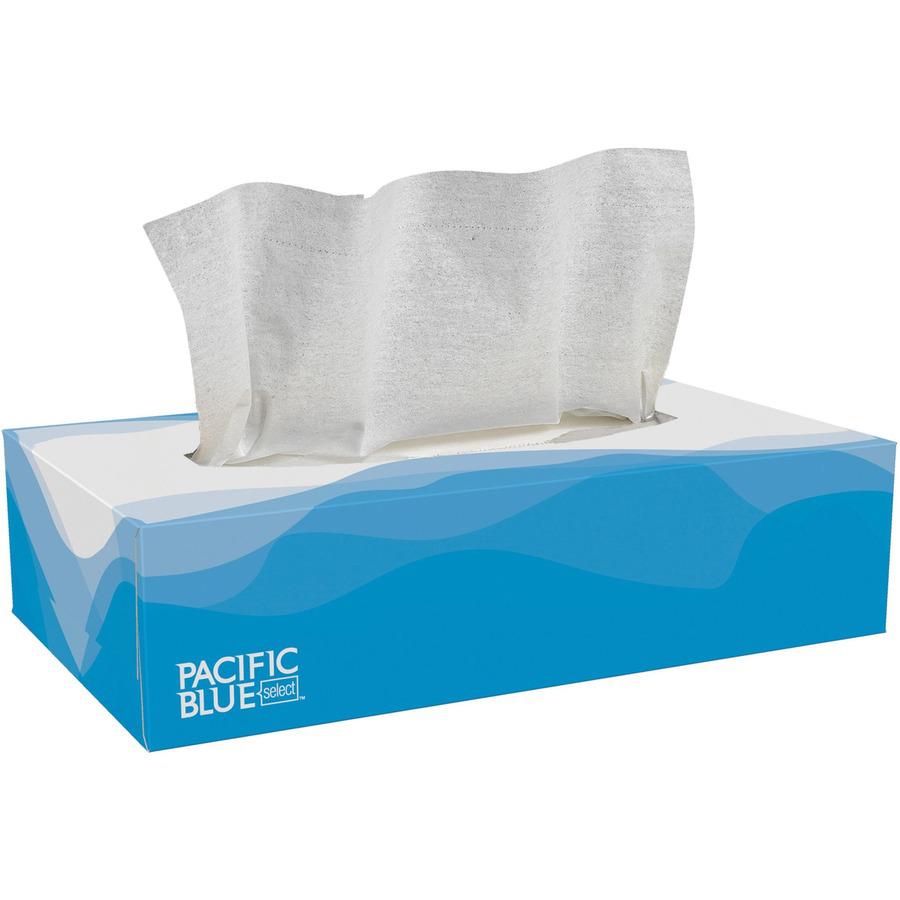 Pacific Blue Select Facial Tissue by GP Pro - Flat Box - 2 Ply - 8.33" x 8" - White - Paper - 100 Per Box - 30 / Carton. Picture 5