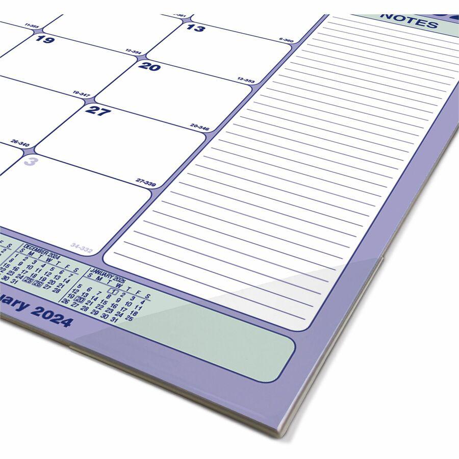 Blueline Monthly Compact Desk Pad/Wall Calendar - Monthly - 1 Year - January 2024 - December 2024 - 1 Month Single Page Layout - 17 3/4" x 10 7/8" Sheet Size - 2 x Holes - Chipboard - Desk Pad - Blue,. Picture 8