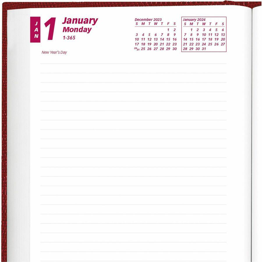 Brownline Untimed Daily Planner - Daily - January 2024 - December 2024 - 7 1/2" Sheet Size - Desktop - Red - 1 Each. Picture 11