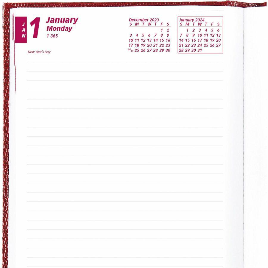 Brownline Daily Planner - Daily - 1 Year - January 2024 - December 2024 - 1 Day Single Page Layout - 5 3/4" x 8 1/4" Sheet Size - Desktop - Red CoverNotepad - 1 Each. Picture 11