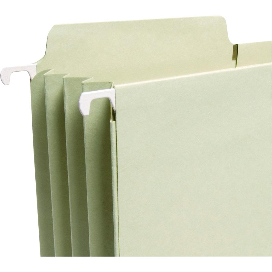 Smead FasTab 1/3 Tab Cut Letter Recycled Hanging Folder - 8 1/2" x 11" - 3 1/2" Expansion - Top Tab Location - Assorted Position Tab Position - Moss - 10% Recycled - 9 / Box. Picture 9