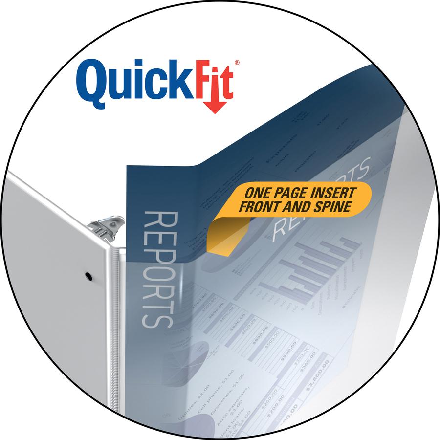 QuickFit D-ring Ledger Binder - 1" Binder Capacity - Ledger - 11" x 17" Sheet Size - D-Ring Fastener(s) - 1 Internal Pocket(s) - White - Recycled - Label Holder, Clear Overlay, Heavy Duty - 1 Each. Picture 5