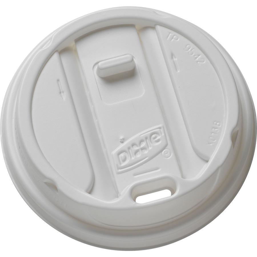Dixie Large Reclosable Hot Cup Lids by GP Pro - Round - Plastic - 100 / Pack - White. Picture 8