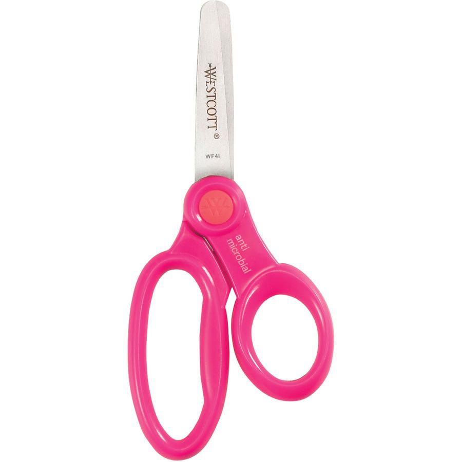 Westcott 5" Antimicrobial Kids Blunt Scissors - 5" Overall Length - Straight-left/right - Stainless Steel - Blunted Tip - Assorted - 12 / Pack. Picture 10