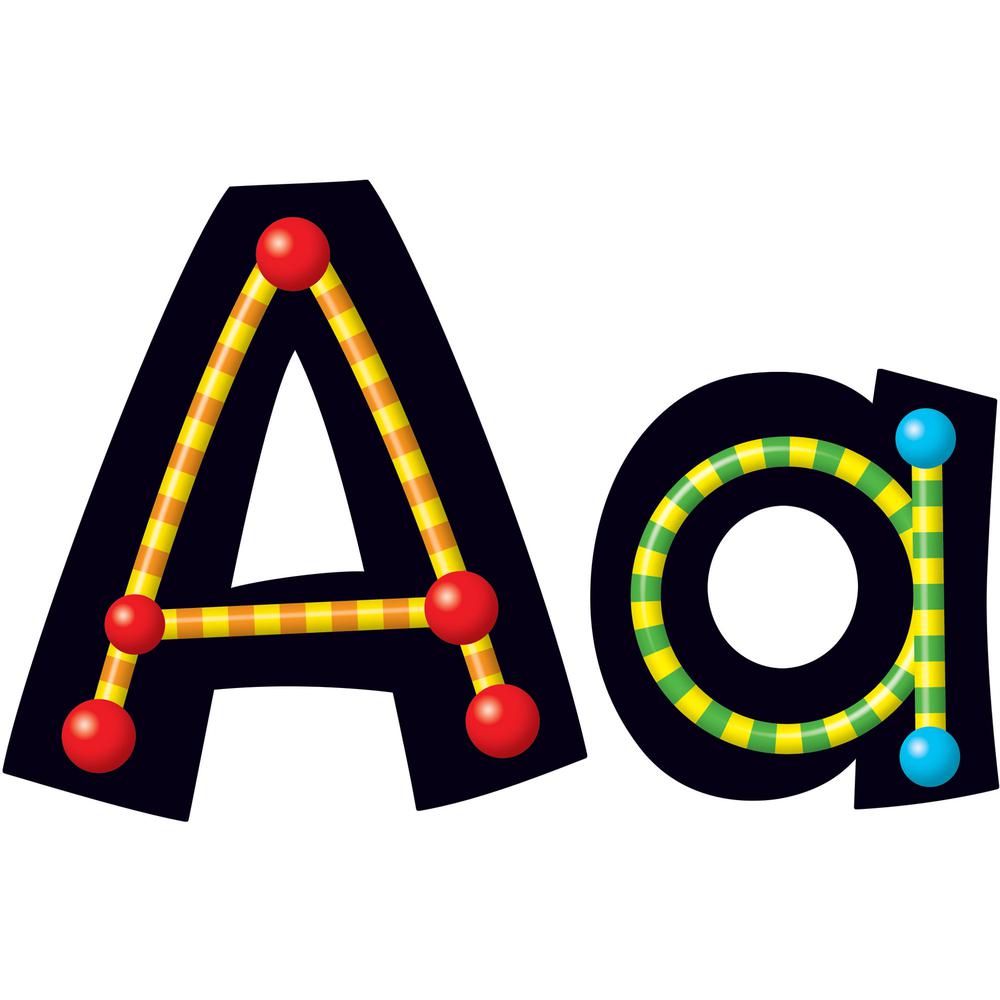 Trend 4" Ready Letter Alphabeads - 59 x Uppercase Letters, 20 x Numbers, 38 x Punctuation Marks, 83 x Lowercase Letters, 18 x Spanish Accent Mark Shape - Pin-up - 4" Height x 8" Length - Assorted - 1 . Picture 2