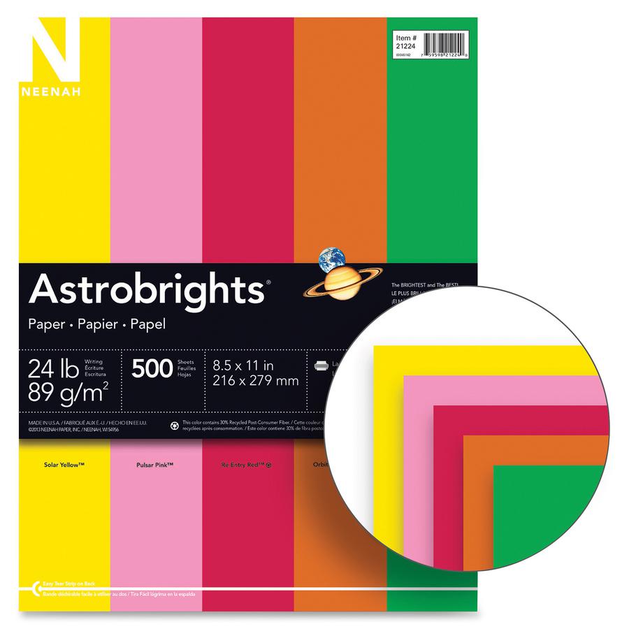Astrobrights Color Paper - "Vintage" 5-Color Assortment - Letter - 8 1/2" x 11" - 24 lb Basis Weight - 500 / Ream - FSC. Picture 5