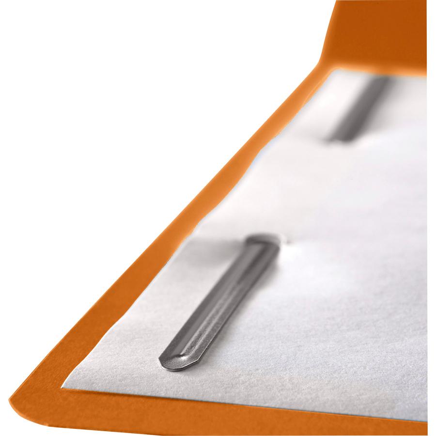 Smead 12540 1/3 Tab Cut Letter Recycled Fastener Folder - 8 1/2" x 11" - 2 x 2K Fastener(s) - 2" Fastener Capacity for Folder - Top Tab Location - Assorted Position Tab Position - Orange - 10% Recycle. Picture 11