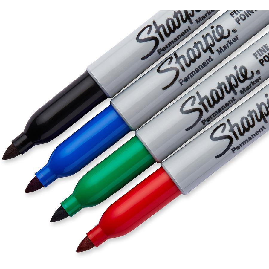 Sharpie Fine Point Permanent Marker - Fine Marker Point - Blue, Black, Green, Red Oil Based Ink - 4 / Pack. Picture 8