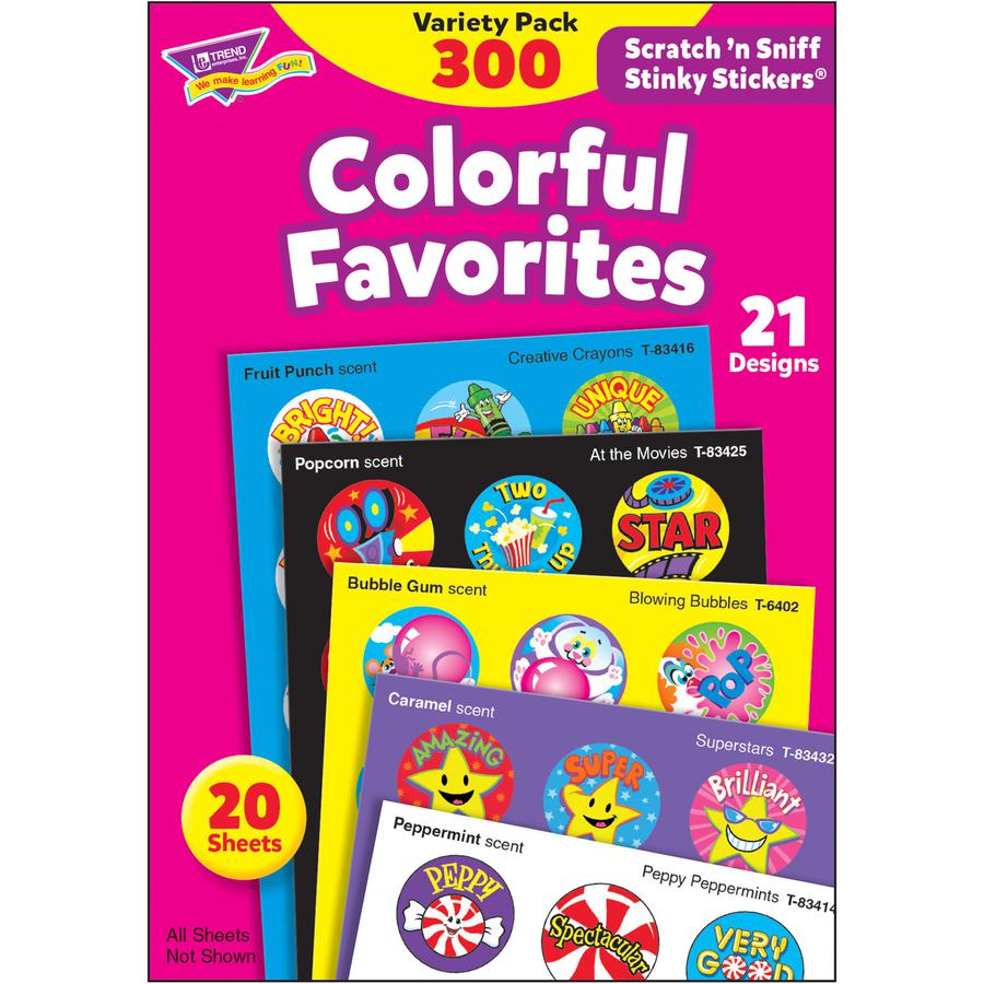 Trend Colorful Favorites Stinky Stickers Pack - Self-adhesive - Acid-free, Non-toxic, Photo-safe - Assorted - 300 / Pack. Picture 4