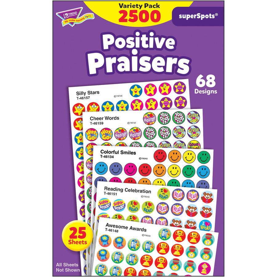 Trend superSpots Positive Praisers Stickers - Self-adhesive - Assorted - 2500 / Pack. Picture 3