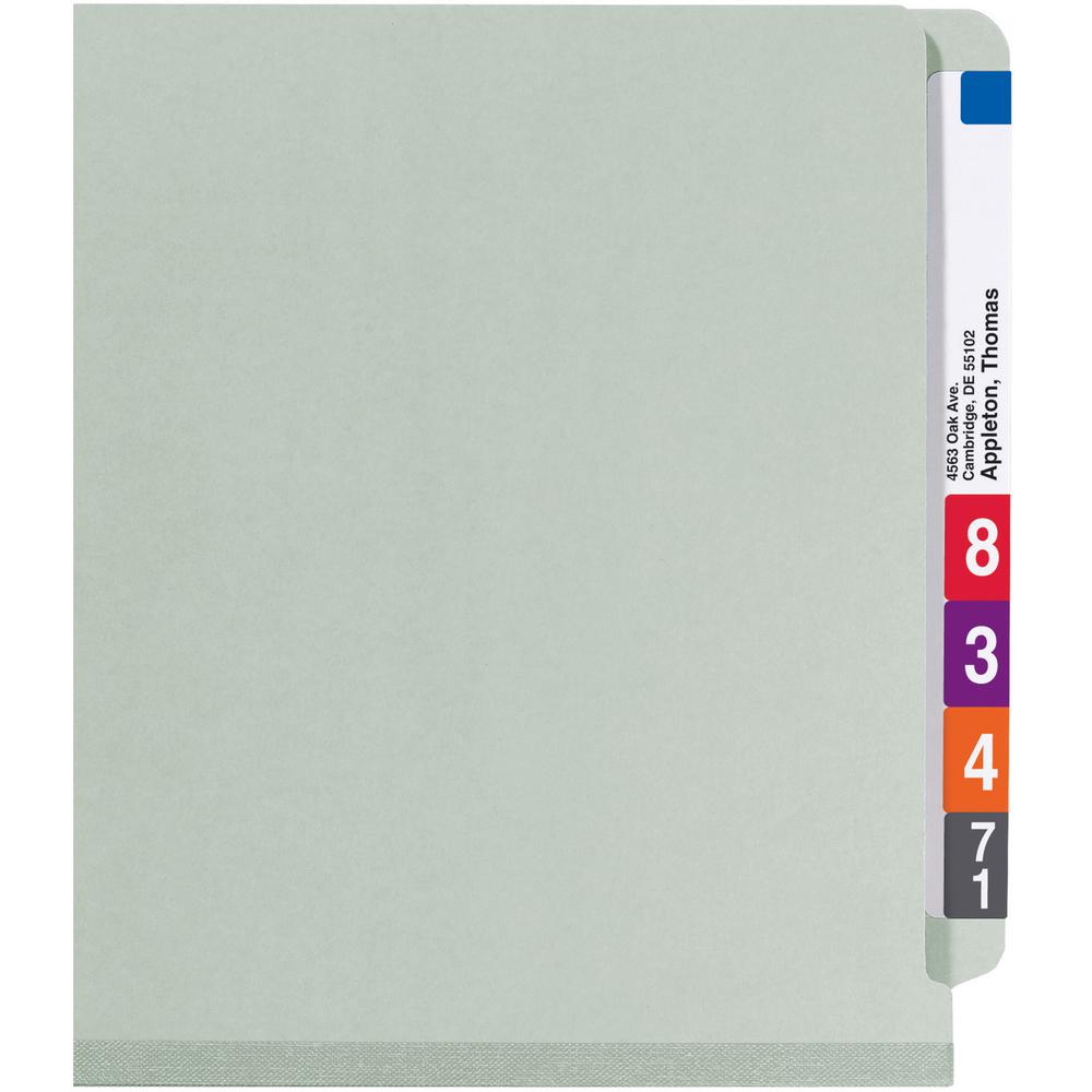 Smead Legal Recycled Classification Folder - 8 1/2" x 14" - 2" Expansion - 6 x 2K Fastener(s) - 2 Divider(s) - Pressboard - Gray, Green - 100% Recycled - 10 / Box. Picture 5