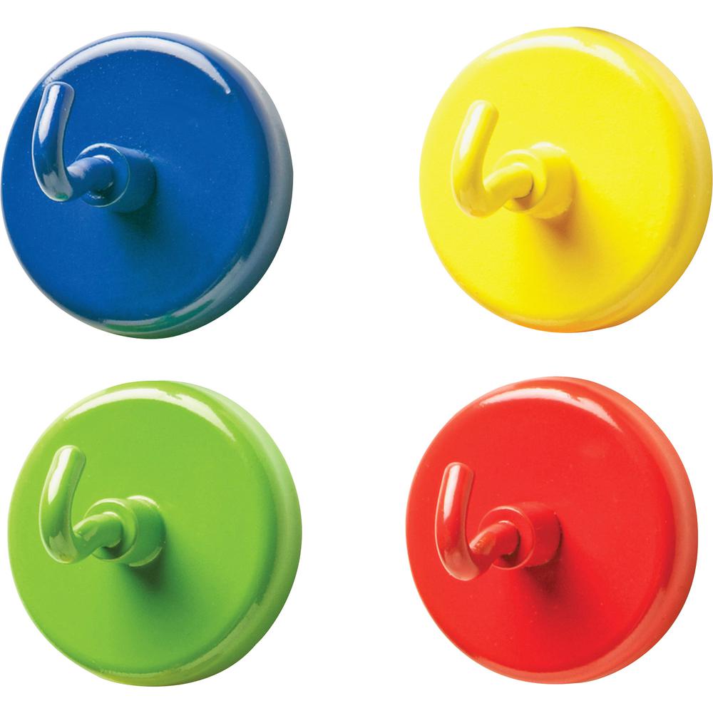 Learning Resources Super Strong Magnetic Hooks Set - for Pocket Chart, Flip Book, Hall Pass, Decoration - Metal - Red, Blue, Green, Yellow - 4 / Pack. Picture 4