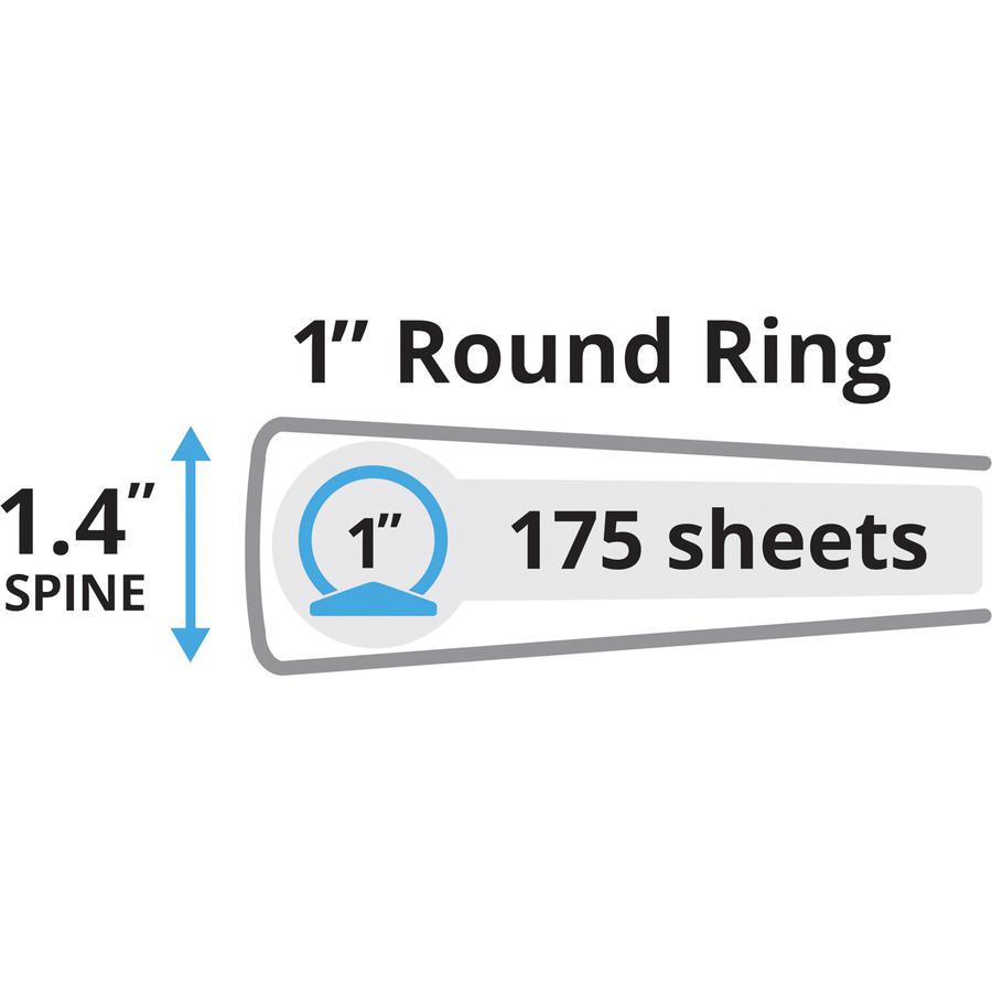 Avery&reg; Mini Durable View Binder - DuraHinge - 1" Binder Capacity - Half-letter - 5 1/2" x 8 1/2" Sheet Size - 175 Sheet Capacity - Round Ring Fastener(s) - 2 Pocket(s) - Polypropylene - Recycled -. Picture 7