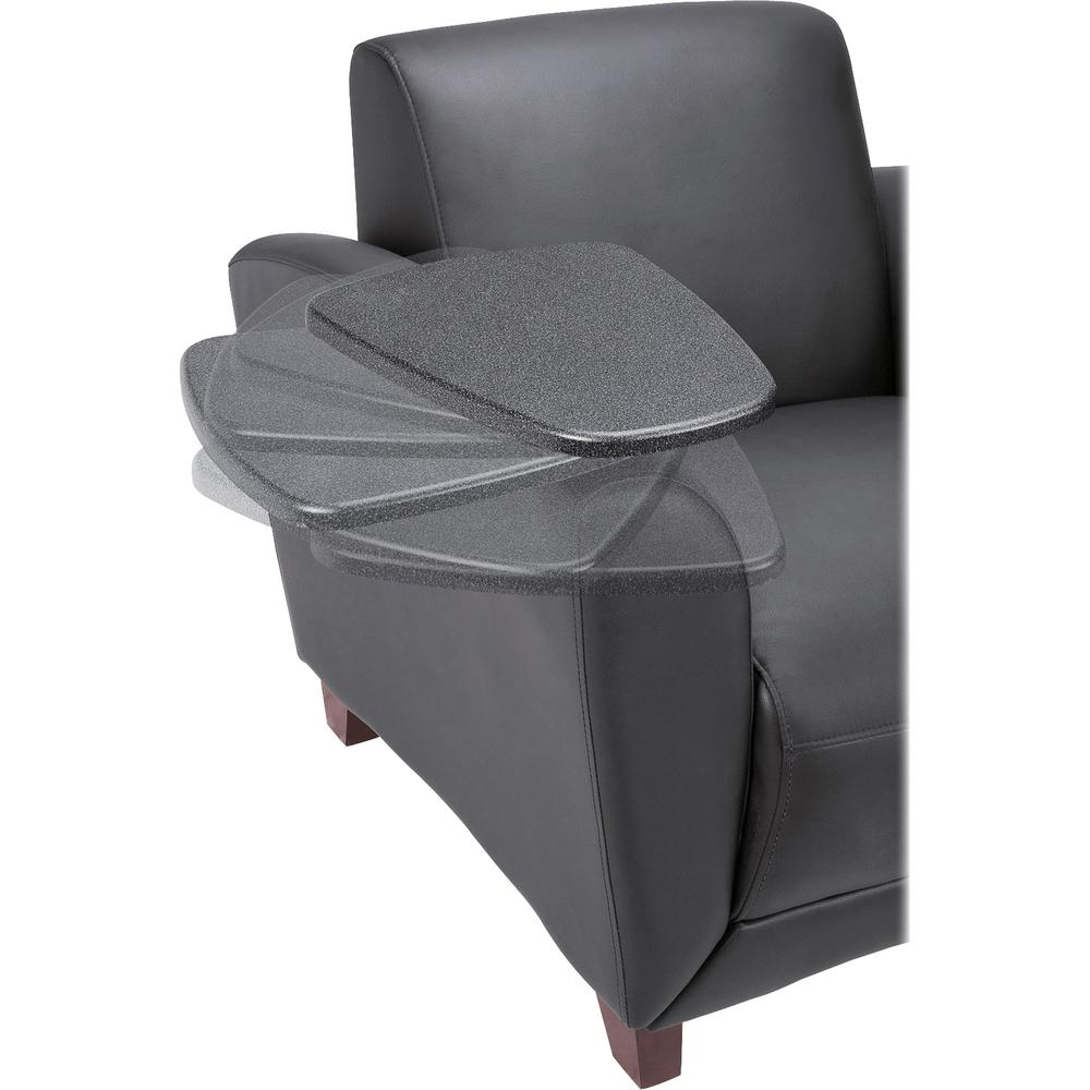 Lorell Reception Seating Chair with Tablet - Black Leather Seat - Four-legged Base - 1 Each. Picture 4