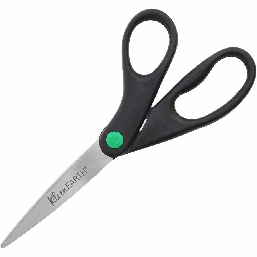 Westcott KleenEarth Hard Handle Scissors - 8" Overall Length - Straight-left/right - Stainless Steel - Black - 2 / Pack. Picture 6
