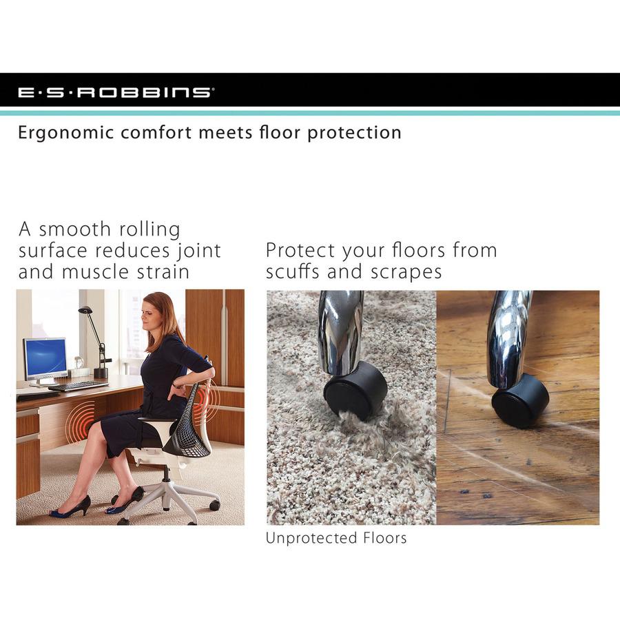 ES ROBBINS EverLife Rectangular Chair Mat - Pile Carpet - 60" Length x 46" Width x 1" Thickness - Rectangular - Vinyl - Clear - 1Each. Picture 4