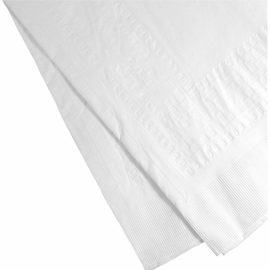 Tablemate Table Set Poly Tissue Table Cover - 108" Length x 54" Width - Poly, Tissue - White - 6 / Pack. Picture 7