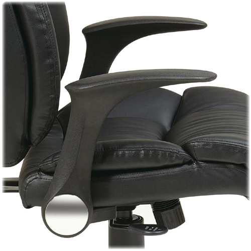 FL89675 Faux Leather Managers Chair with Flip Arms - Faux Leather Black Seat - Faux Leather Black Back - 20" Seat Width x 20" Seat Depth27" Width x 26" Depth x 42" Height. Picture 4