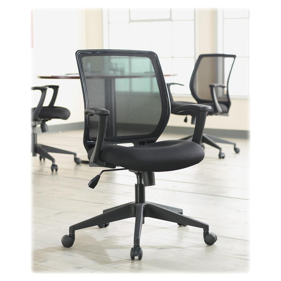 Lorell Executive Mid-back Work Chair - Black Seat - 5-star Base - Black - 1 Each. Picture 5