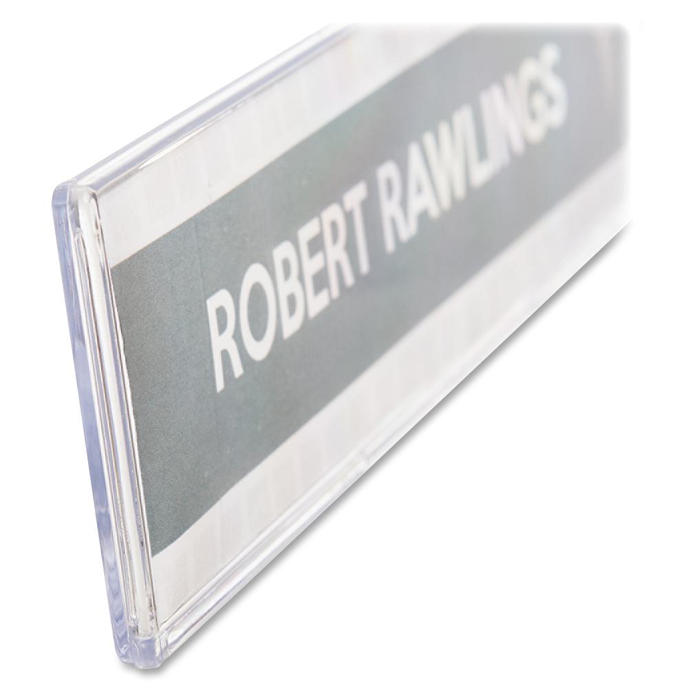 Deflecto Cubicle Nameplate Sign Holder - 1 Each - 8.5" Width x 2" Height - Rectangular Shape - Wall Mountable - Insertable, Magnetic - Plastic - Clear. Picture 4