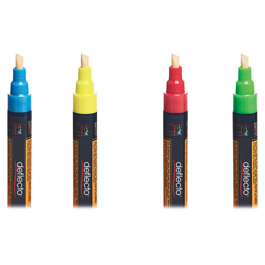 Deflecto Wet Erase Markers - Chisel Marker Point Style - Green, Red, Blue, Yellow Liquid Ink - 1 / Pack. Picture 4