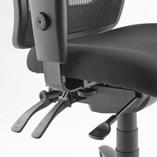 Lorell Managerial Swivel Mesh Mid-back Chair - Black Fabric Seat - Black Back - Black Frame - 5-star Base - Black - 1 Each. Picture 4
