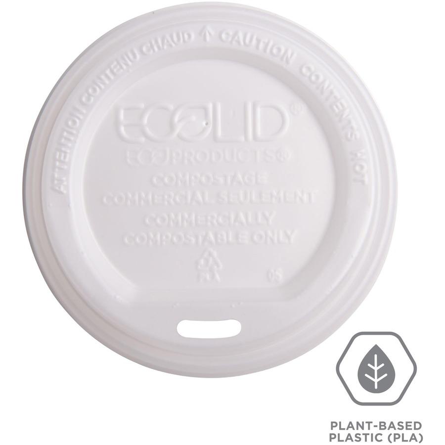 Eco-Products Renewable EcoLid Hot Cup Lids - Polylactic Acid (PLA) - 16 / Carton - White. Picture 12