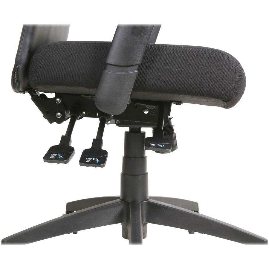 Lorell Executive High-Back Mesh Multifunction Office Chair - Black Fabric Seat - Black Back - Steel Frame - 5-star Base - Black - 1 Each. Picture 15
