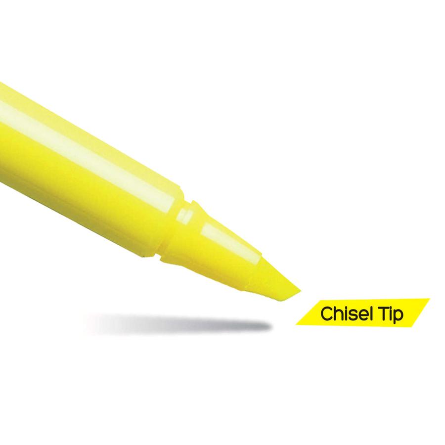 BIC Brite Liner Highlighters - Chisel Marker Point Style - Fluorescent Yellow Water Based Ink - 24 / Box. Picture 5