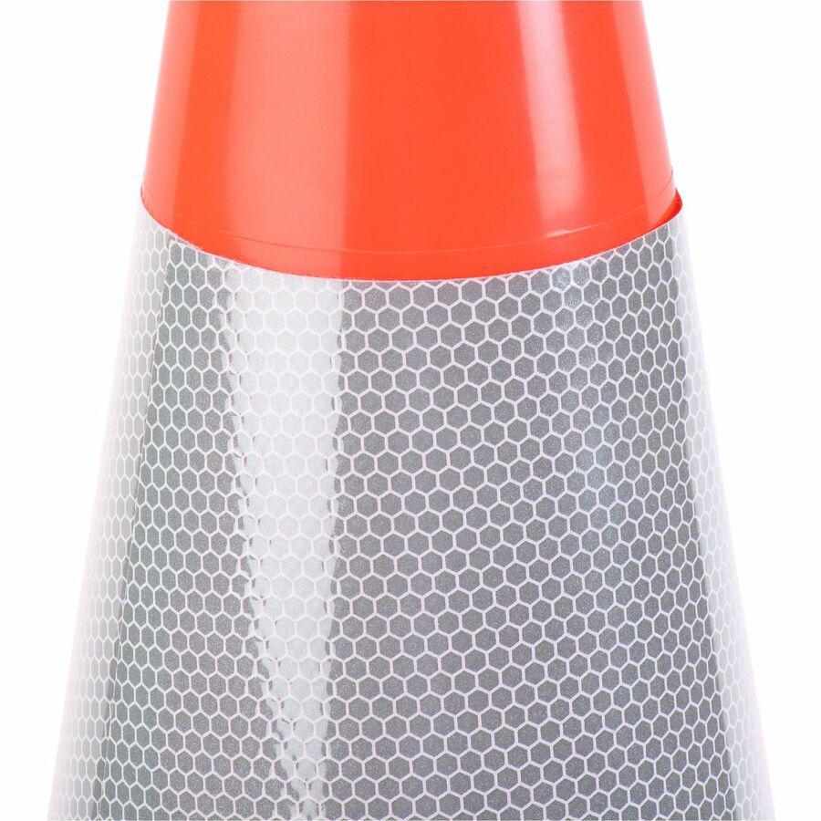 Tatco 28" Traffic Cone - 1 Each - 28" Height - Cone Shape - Stackable, Sturdy - Indoor, Outdoor - Orange, Silver. Picture 3