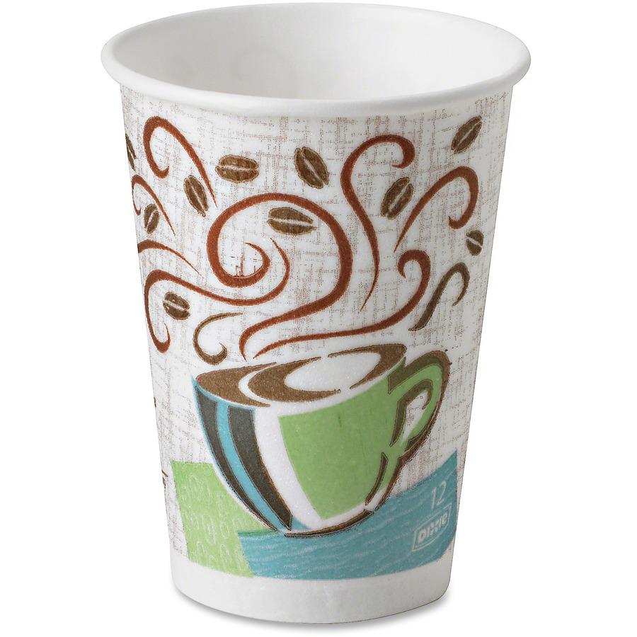 Dixie PerfecTouch 12 oz Insulated Paper Hot Coffee Cups by GP Pro - 50 / Pack - 20 / Carton - Coffee Haze - Paper - Hot Drink. Picture 8