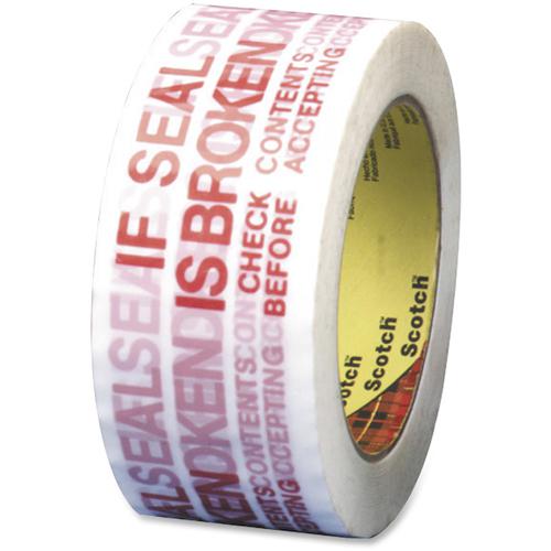Scotch Preprinted Message Seal Broken Tape - 109.36 yd Length x 1.88" Width - 1.9" Thickness - 4.48" Dia - 3" Core - Polypropylene Film Backing - 36 / Carton - White. Picture 2