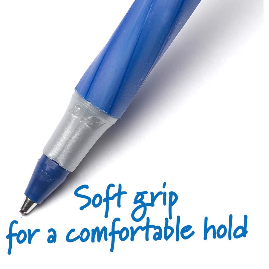 BIC Round Stic Grip Ballpoint Pen - Medium Pen Point - 1.2 mm Pen Point Size - Blue - Brass Tip - 36 / Box. Picture 4