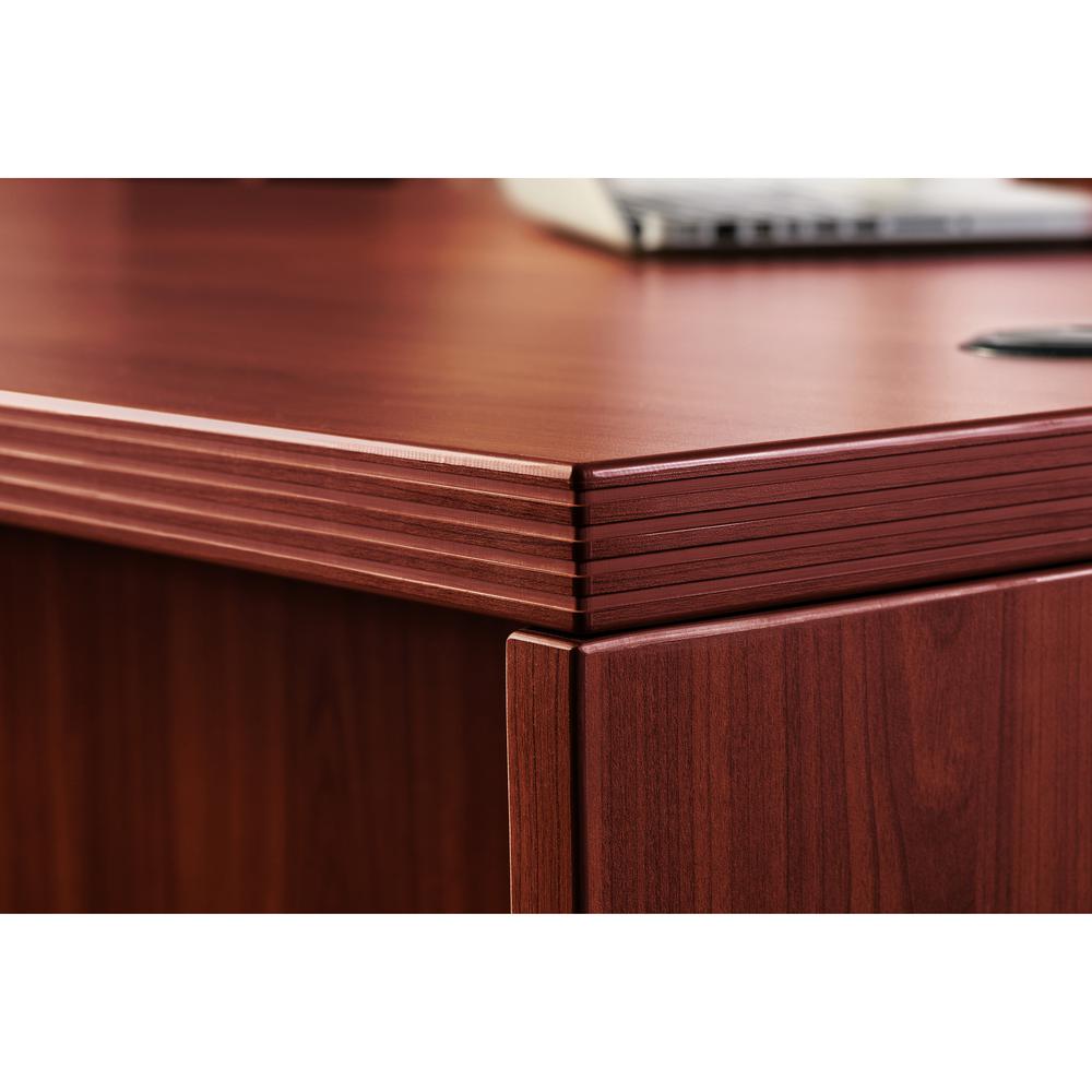 Lorell Chateau Series Mahogany Laminate Desking Credenza - 70.9" x 23.6"30" Credenza, 1.5" Top - Reeded Edge - Material: P2 Particleboard - Finish: Mahogany, Laminate. Picture 3