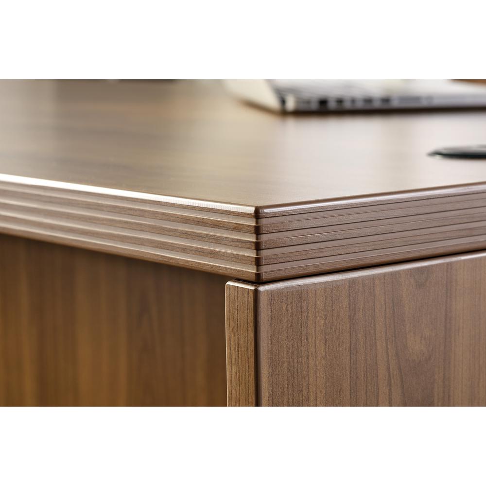 Lorell Chateau Series Hutch - 70.9" x 14.8"36.5" Hutch, 1.5" Top - 4 Door(s) - Reeded Edge - Material: P2 Particleboard - Finish: Walnut, Laminate - Durable - For Office. Picture 6
