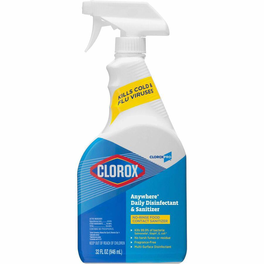 CloroxPro&trade; Anywhere Daily Disinfectant and Sanitizer - 32 fl oz (1 quart) - 12 / Carton - Residue-free - Clear. Picture 26