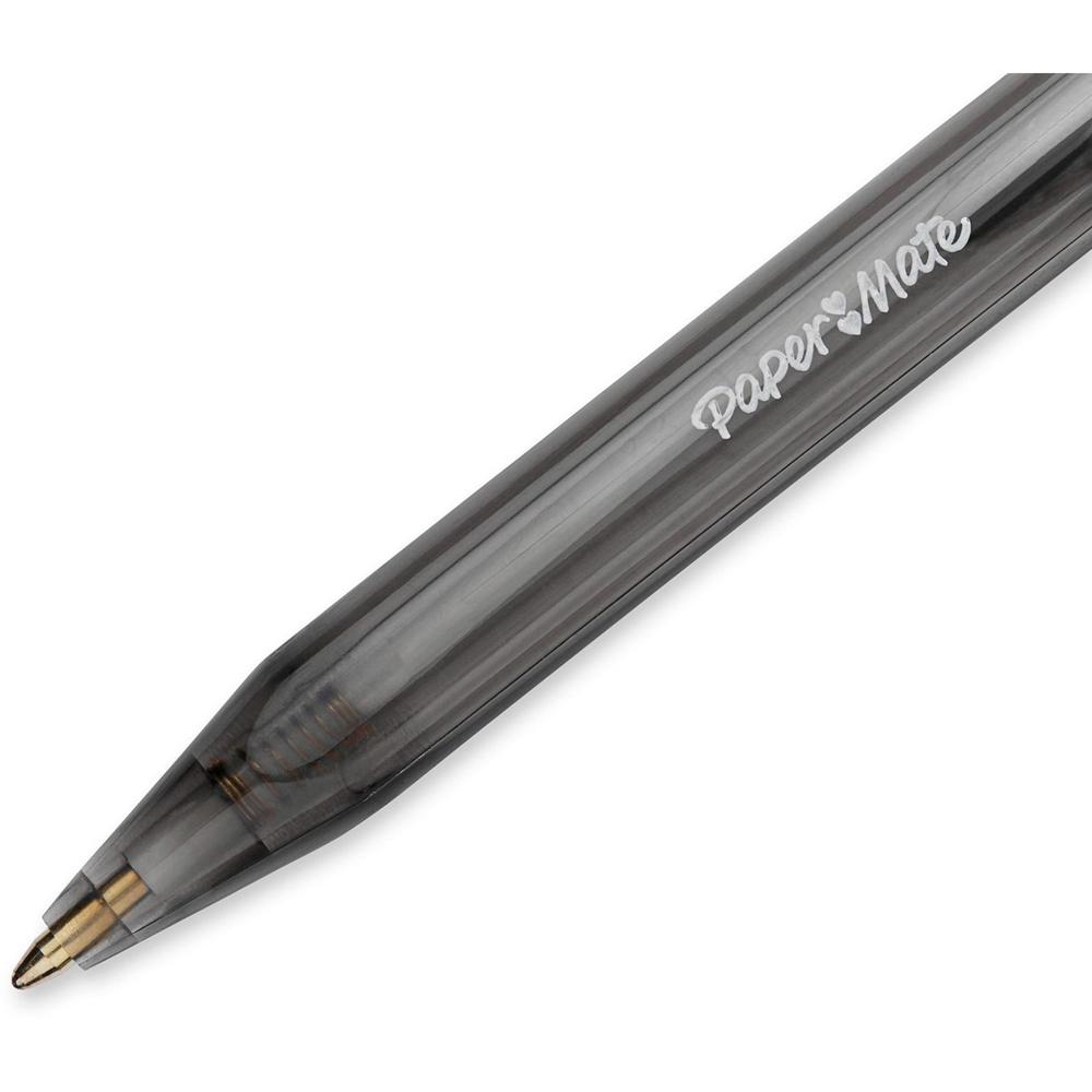Paper Mate InkJoy 100 RT Pens - Medium Pen Point - 1 mm Pen Point Size - Retractable - Black - Translucent Barrel - 12 / Dozen. Picture 3