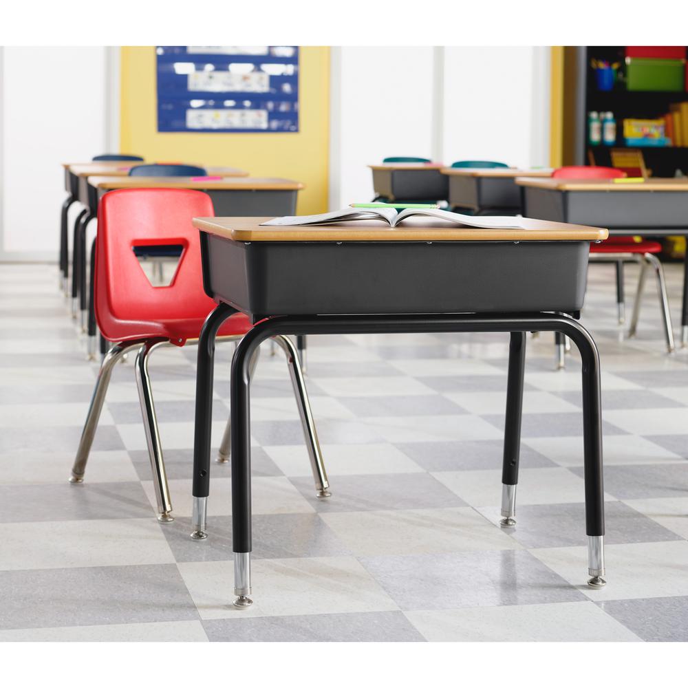 Lorell 18" Seat-height Stacking Student Chairs - Four-legged Base - Navy - Polypropylene - 4 / Carton. Picture 5