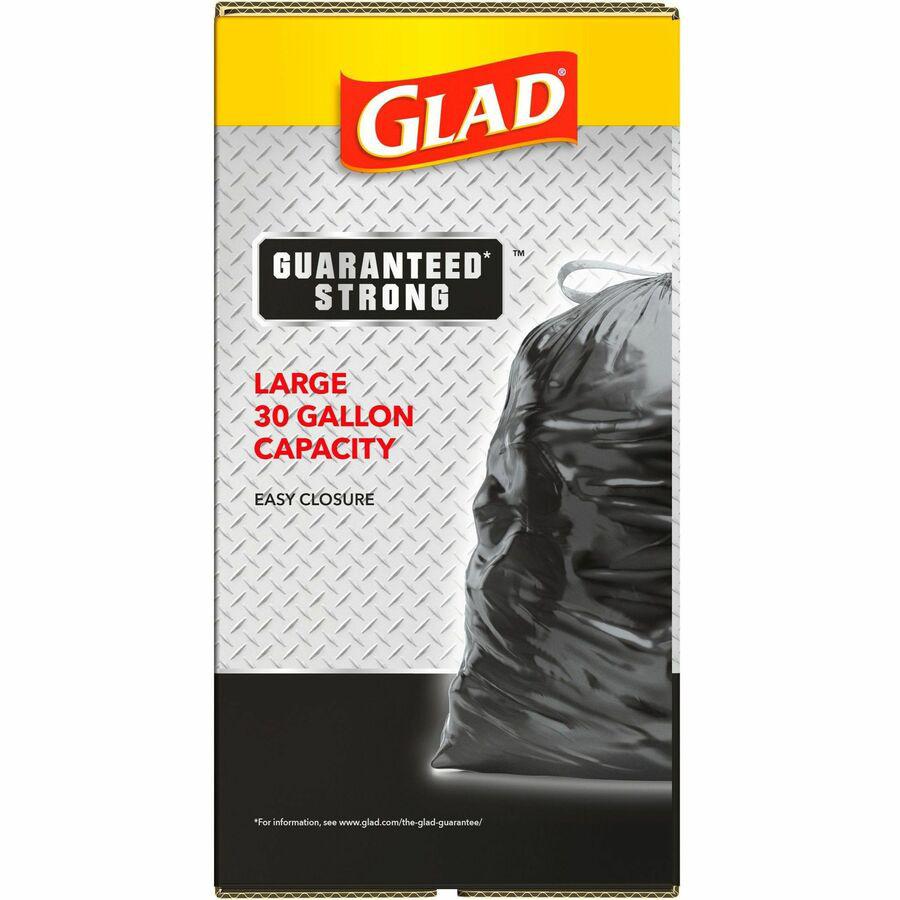 Glad Large Drawstring Trash Bags - Large Size - 30 gal Capacity - 30" Width x 32.99" Length - 1.05 mil (27 Micron) Thickness - Drawstring Closure - Black - Plastic - 90/Carton - Garbage, Indoor, Outdo. Picture 15